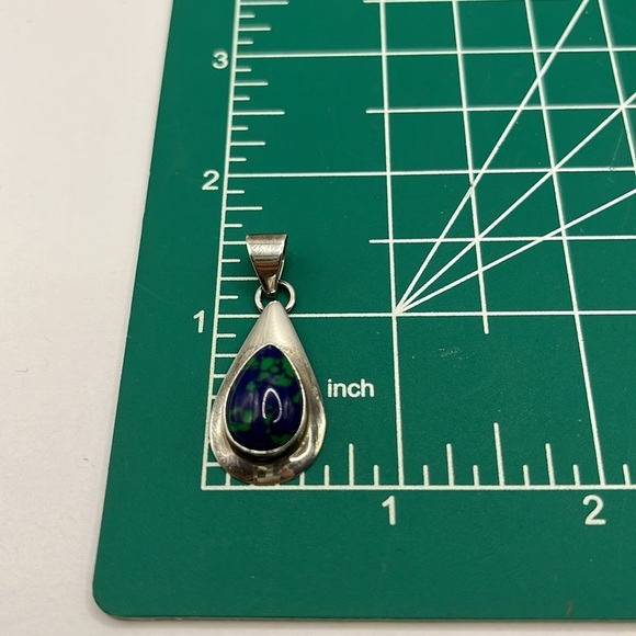 Vintage Native American Azure and Malachite Pendant 925 MJ - Picture 9 of 9